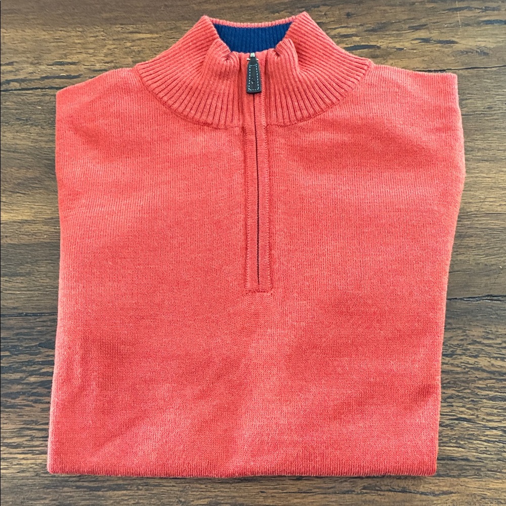 Tailorbyrd Men's Wool 1/4 Zip Orange Sweater